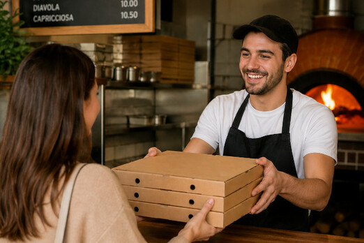 Pizza Bestellung zur Abholung in Wien 1150 wird im Restaurant übergeben